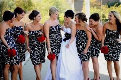 black and white print bridesmaid dresses
