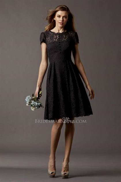 black bridesmaid dresses short with sleeves