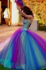 black rainbow prom dress