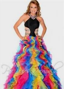 black rainbow prom dress