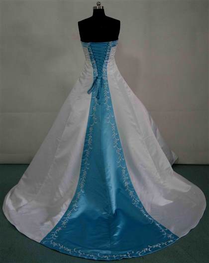 blue accented wedding dress
