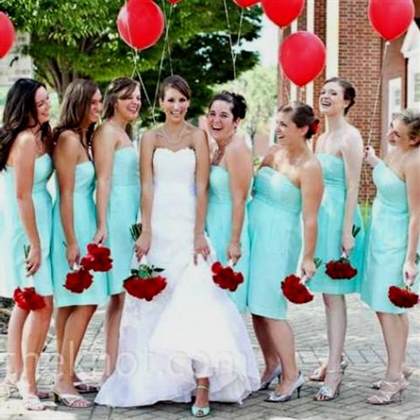 bright teal bridesmaid dresses