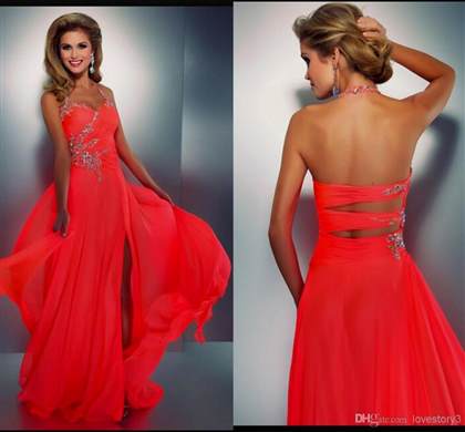 coral lace prom dresses