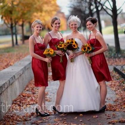 cranberry and gold bridesmaid dresses
