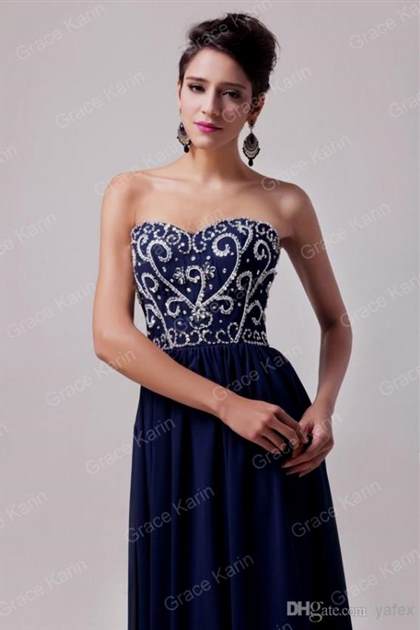 dark blue lace prom dresses