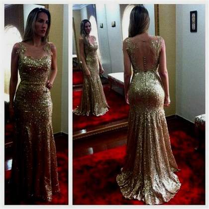 gold prom dress with open back