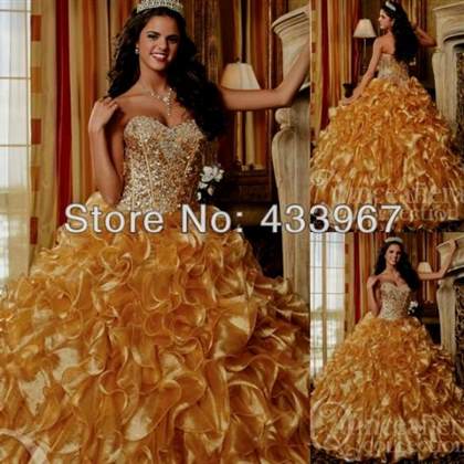 gold quinceanera dress