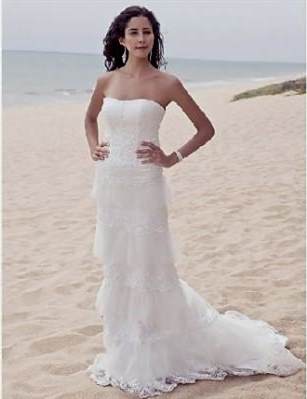 lace strapless beach wedding dresses