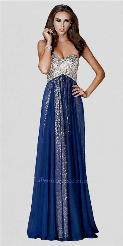 navy blue and gold prom dress