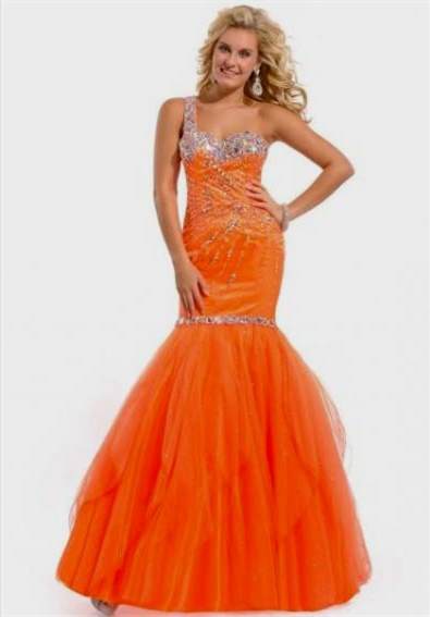 orange mermaid style prom dresses