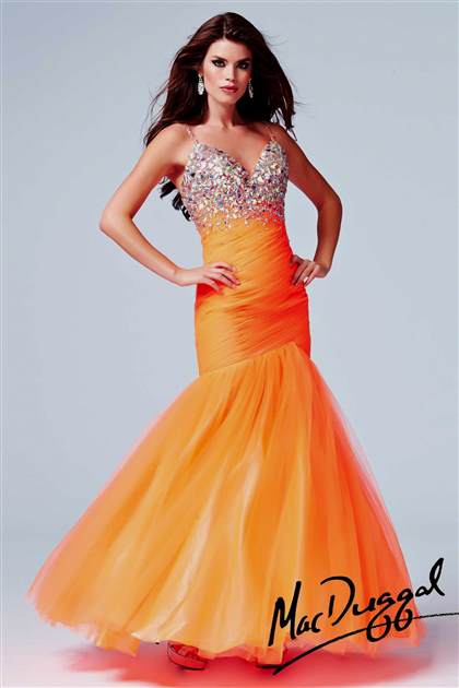 orange mermaid style prom dresses