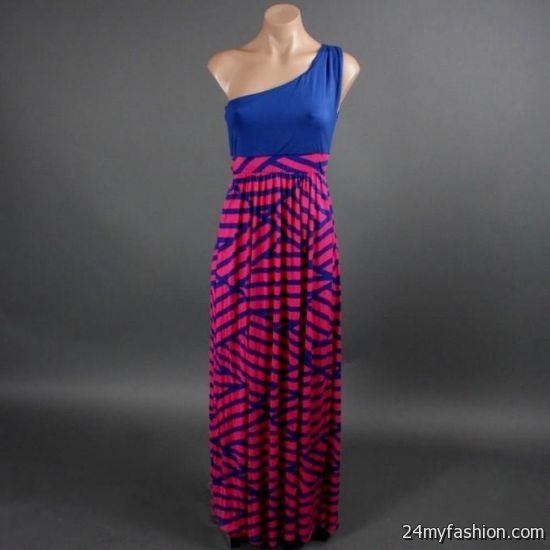 pink and blue maternity maxi dress