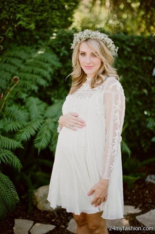 pink and gold maternity dress review