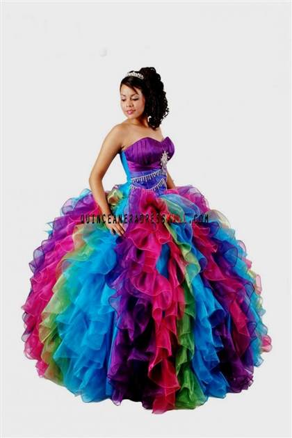 quinceanera dresses rainbow colors