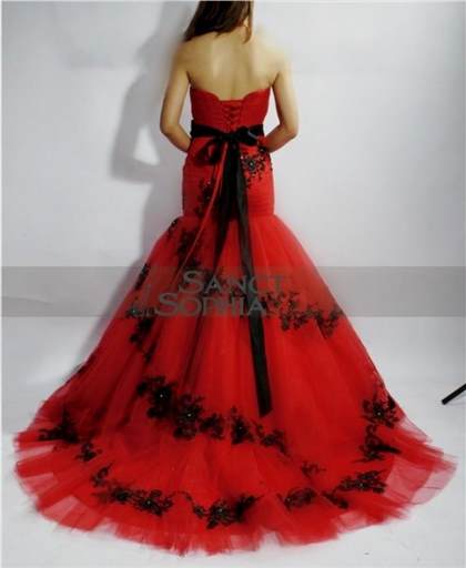 red and black mermaid wedding dresses