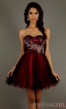 red and black short prom dresses