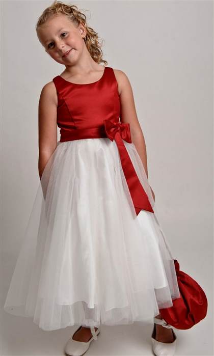 red and ivory flower girl dresses