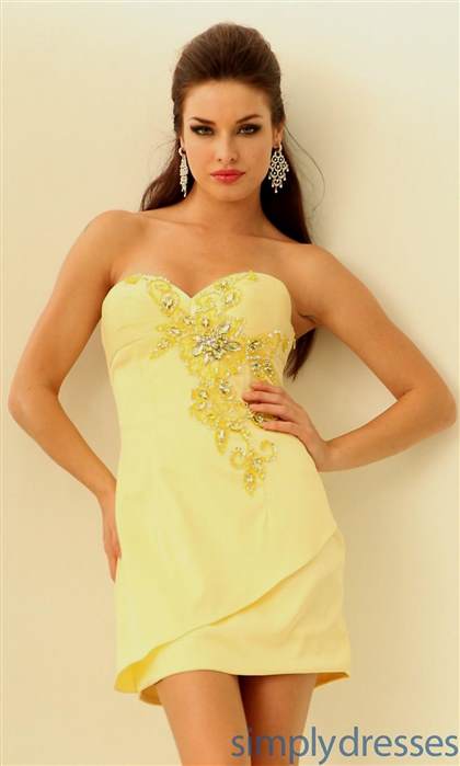 short yellow formal dresses