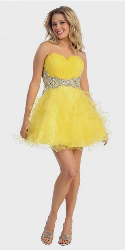 short yellow formal dresses