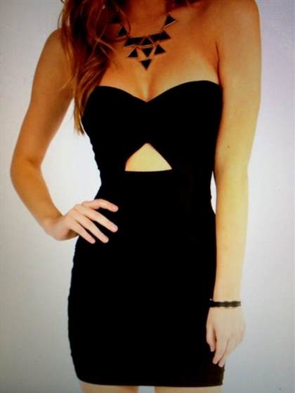 strapless black fitted dress