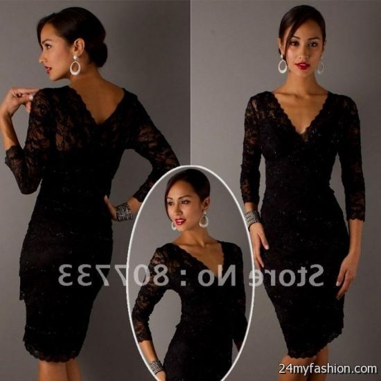 v neck long sleeve black lace dress review