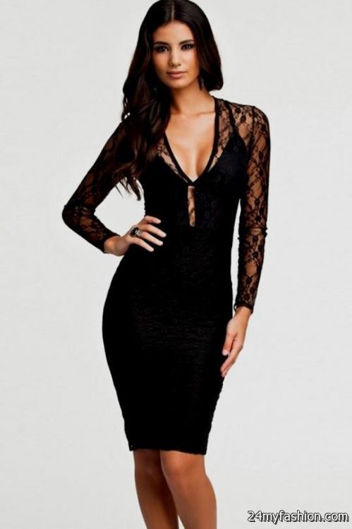 v neck long sleeve black lace dress review