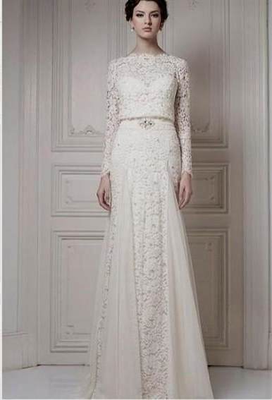 vintage long white lace dress
