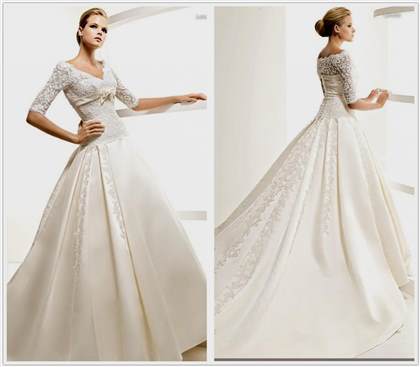 wedding dresses with 3/4 lace sleeves