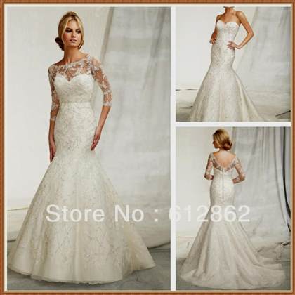 wedding dresses with 3/4 lace sleeves