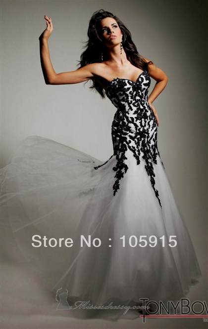 white and black lace prom dresses