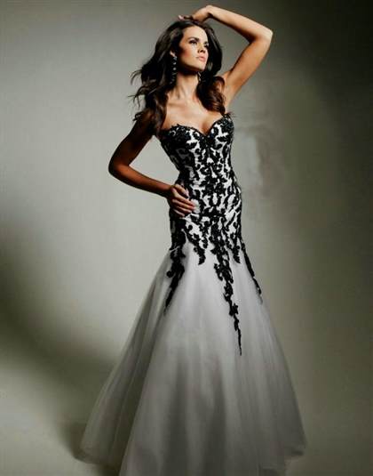 white and black mermaid prom dresses