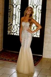white and gold fitted prom dresses