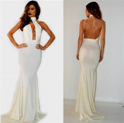 white fitted prom dresses