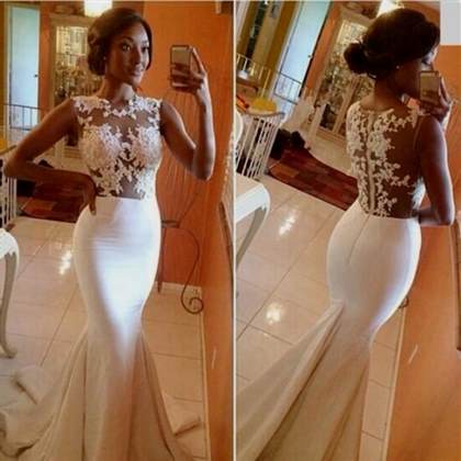 white fitted prom dresses