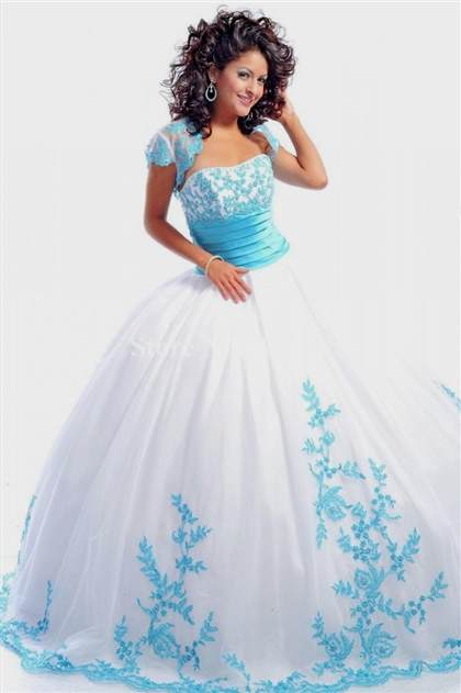 white quinceanera dresses with blue diamonds
