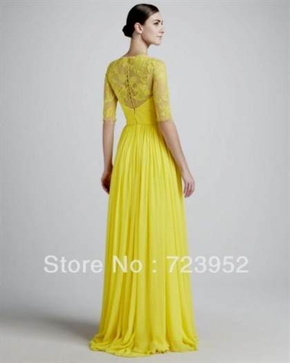 yellow bridesmaid dresses with sleeves