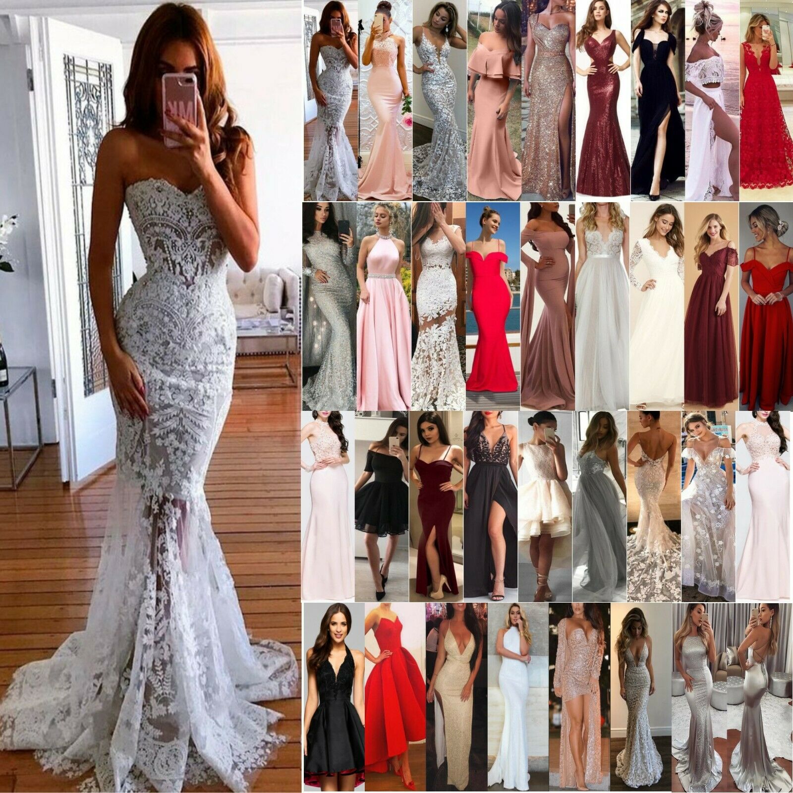 Women Bridesmaid Sequin Dress Wedding Maxi Dresses Long Party Evening Prom Gowns