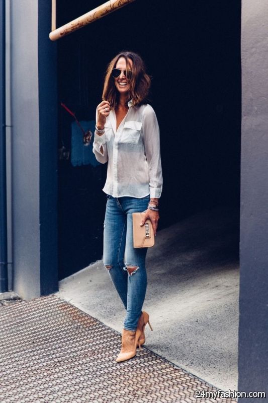 20 Ways To Wear Ripped Knee Jeans 2019-2020