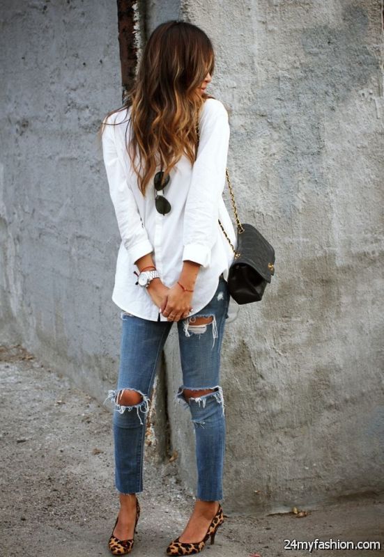 20 Ways To Wear Ripped Knee Jeans 2019-2020
