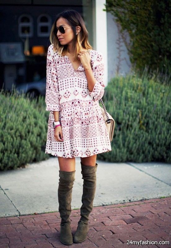 25 Ways To Style Dresses With Boots 2019-2020