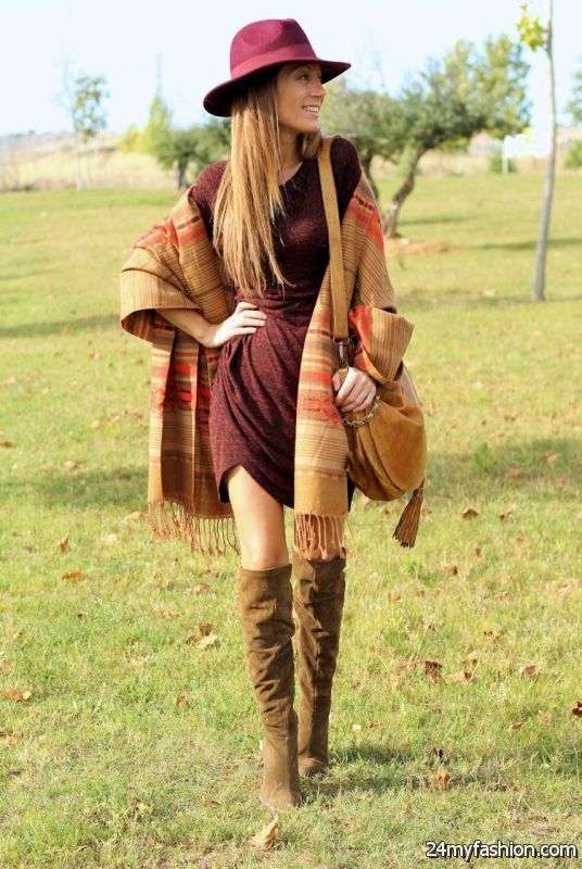 25 Ways To Style Dresses With Boots 2019-2020