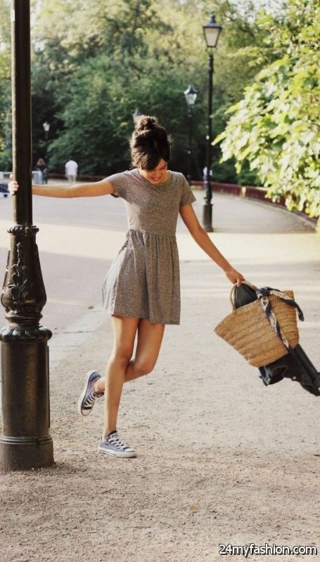 25 Ways To Wear Dresses With Sneakers 2019-2020