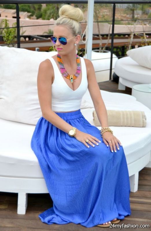 Blue Skirts Outfit Combinations 2019-2020