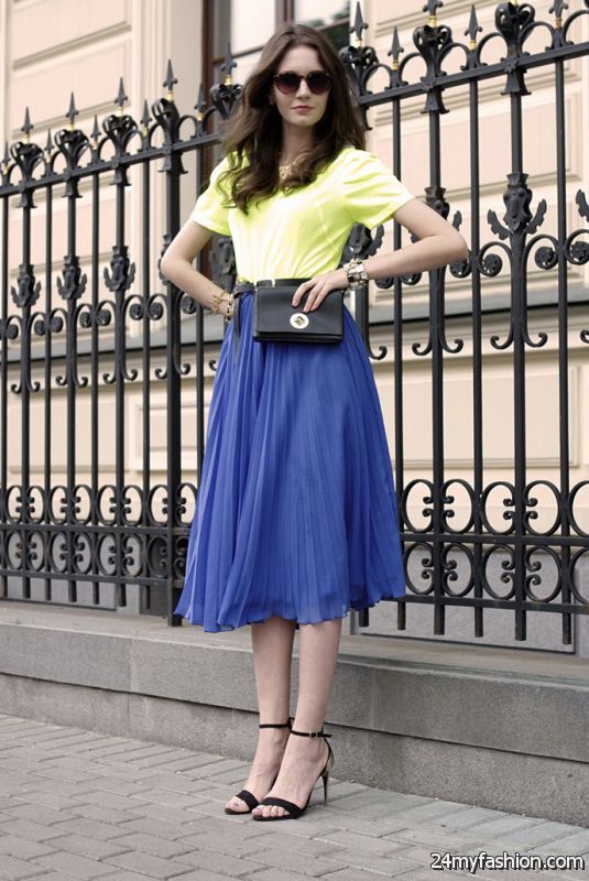 Blue Skirts Outfit Combinations 2019-2020