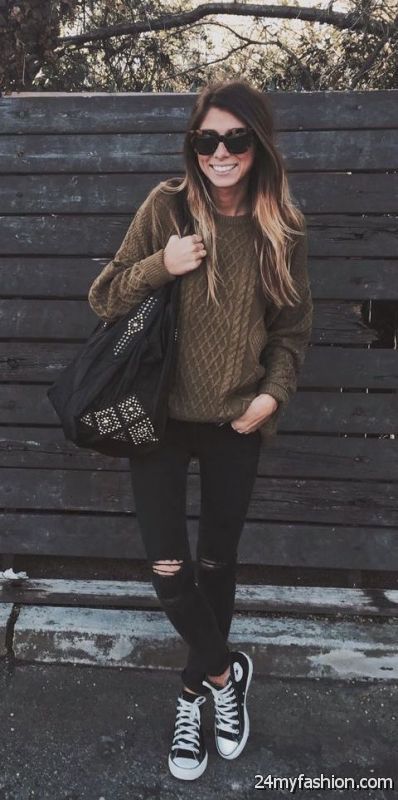 Cable Knit Sweaters Outfit Ideas 2019-2020