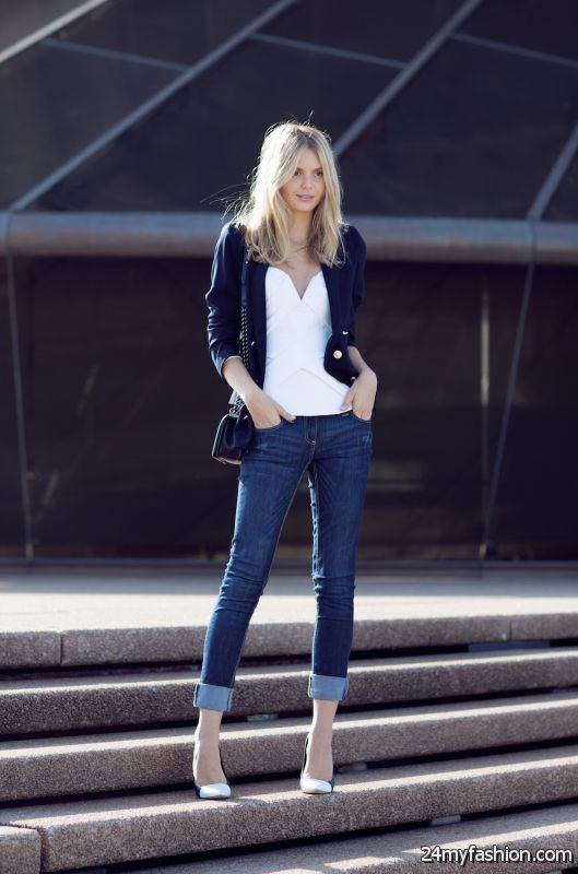 Cuffed Slim Jeans Outfit Ideas 2019-2020