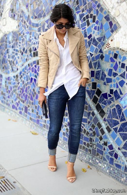 Cuffed Slim Jeans Outfit Ideas 2019-2020