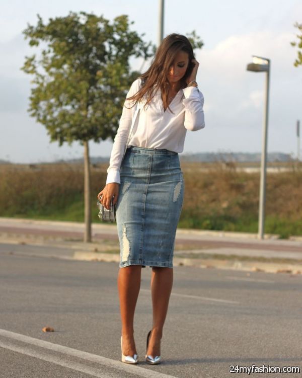 Denim Skirts Outfit Ideas 2019-2020