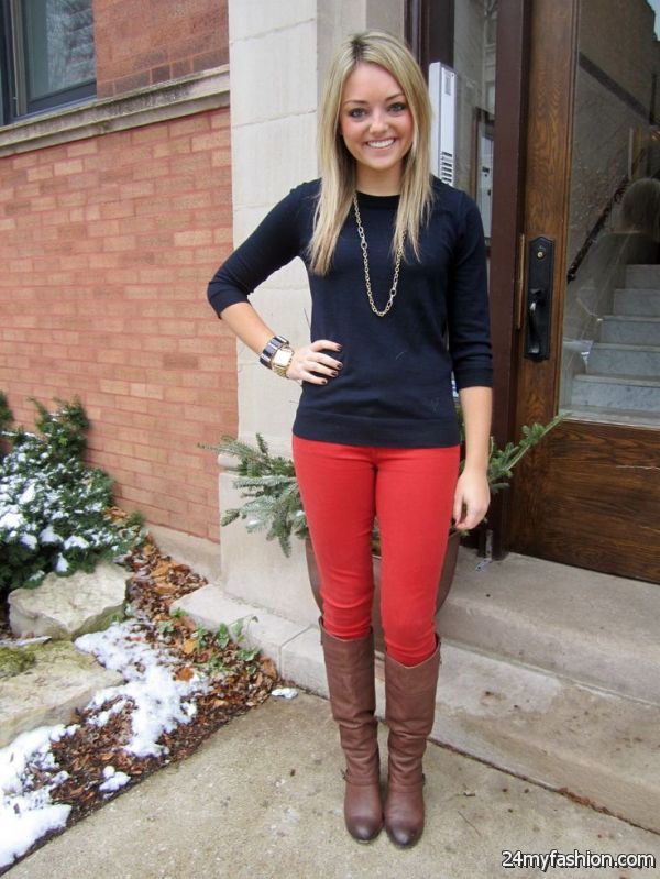 Ladies Red Pants Outfits 2019-2020
