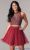 Great Burgandy Two-Piece Short Homecoming Prom Glitter Lace Tulle Dress  Size S EUC 2019